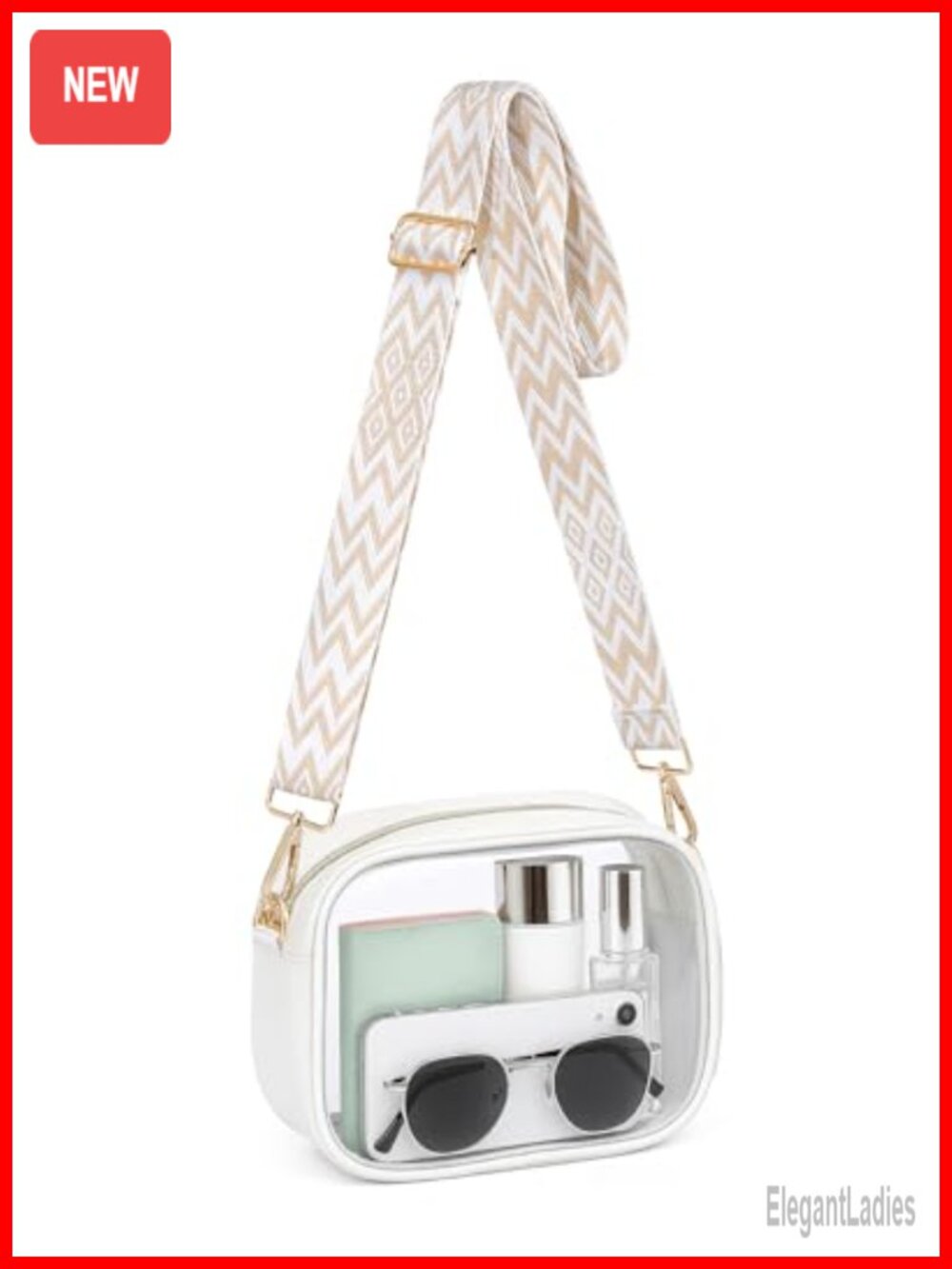 Clear Crossbody Bag Stadium Approved Wide Strap Purse